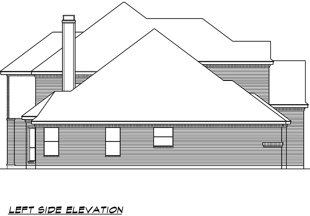 Home Plan Left Elevation of this 4-Bedroom,3784 Sq Ft Plan -195-1116