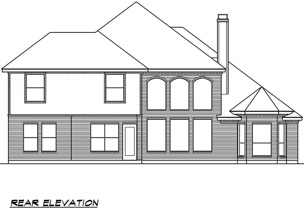 Home Plan Rear Elevation of this 4-Bedroom,3784 Sq Ft Plan -195-1116