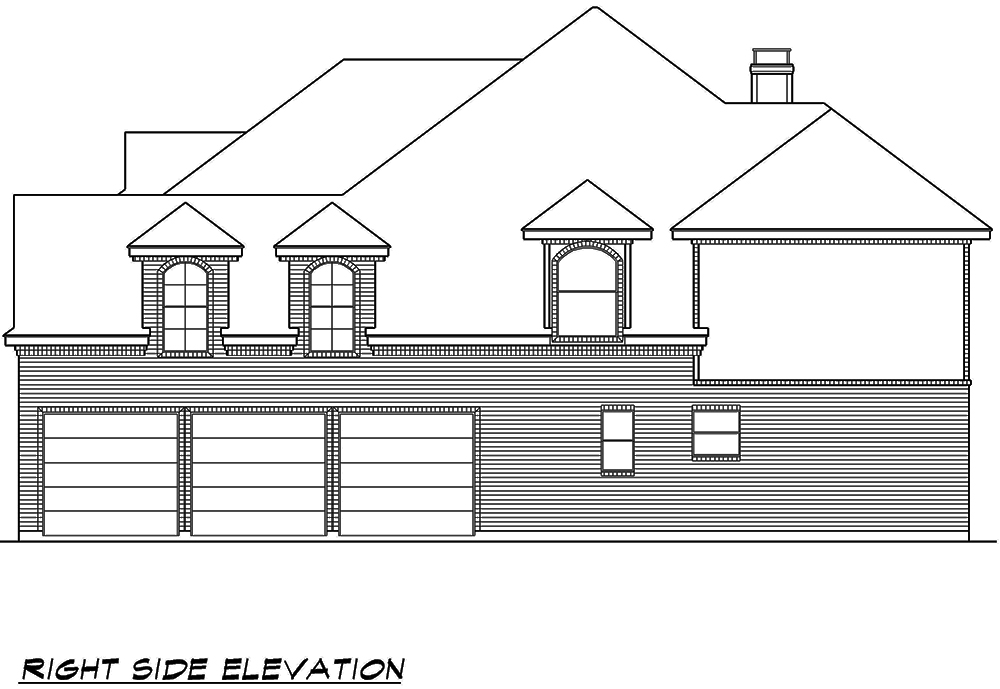 Home Plan Right Elevation of this 4-Bedroom,3784 Sq Ft Plan -195-1116