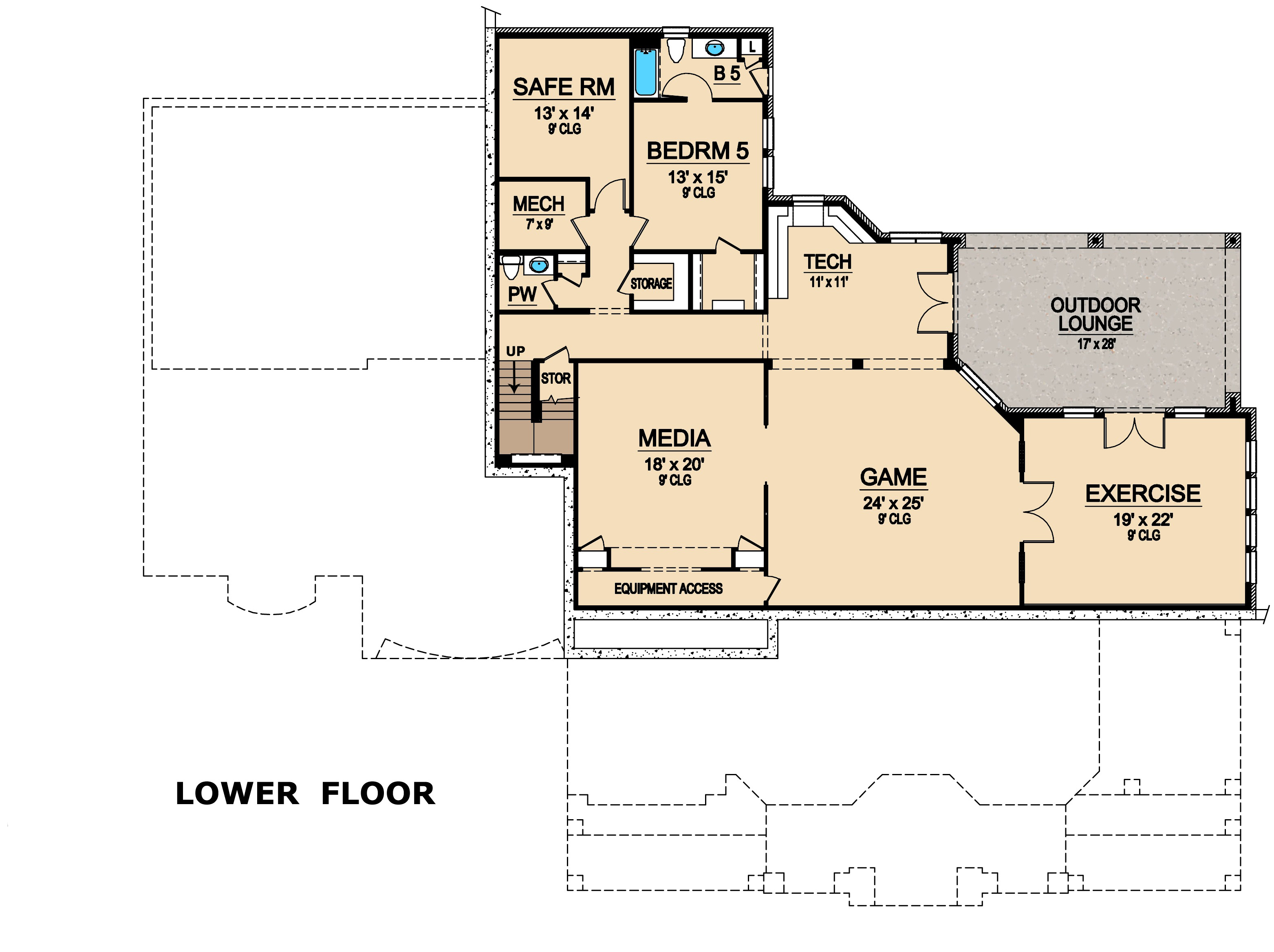 Floor Plan Second Story of Mediterranean Plan #195-1117
