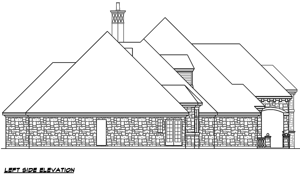 Home Plan Left Elevation of this 5-Bedroom,7365 Sq Ft Plan -195-1117