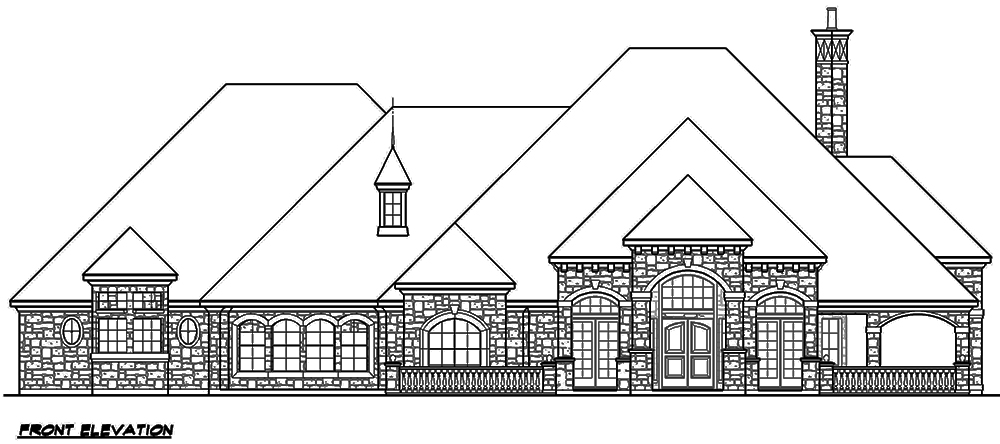 Home Plan Front Elevation of this 5-Bedroom,7365 Sq Ft Plan -195-1117