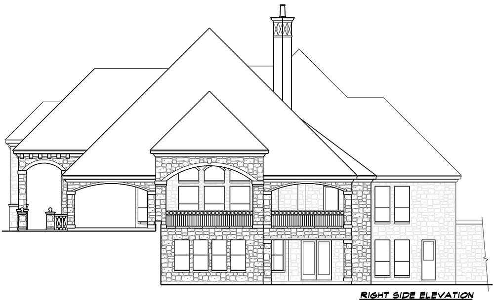 Home Plan Right Elevation of this 5-Bedroom,7365 Sq Ft Plan -195-1117