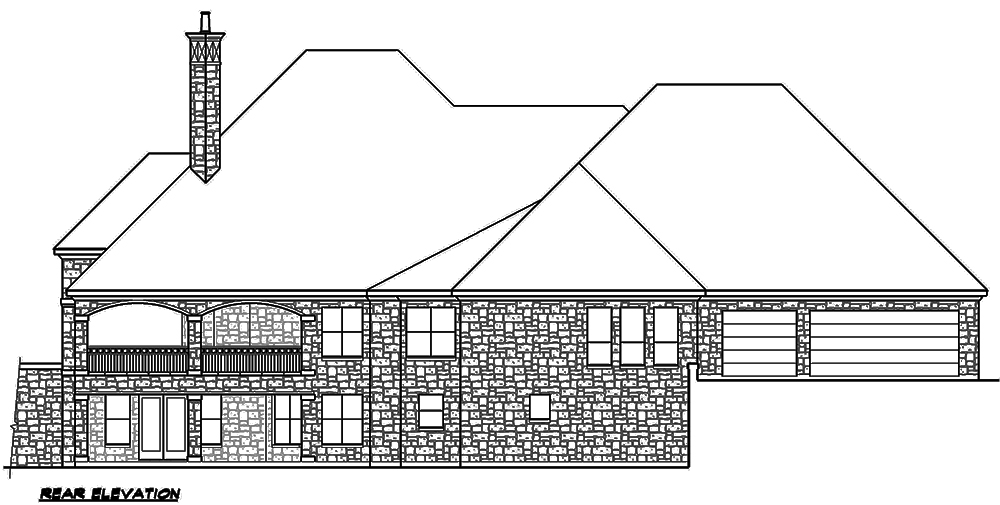 Home Plan Rear Elevation of this 5-Bedroom,7365 Sq Ft Plan -195-1117