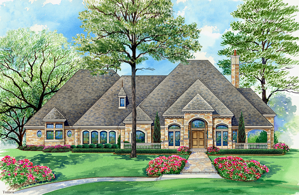 Front elevation of Mediterranean home (ThePlanCollection: House Plan #195-1117)