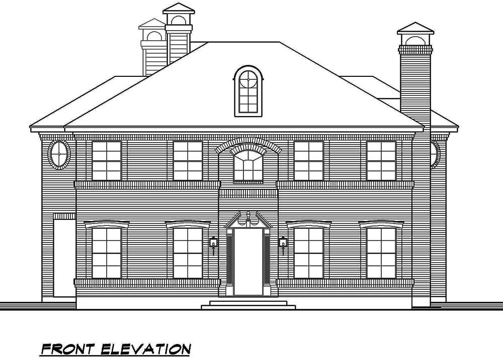 Home Plan Front Elevation of this 4-Bedroom,3525 Sq Ft Plan -195-1119
