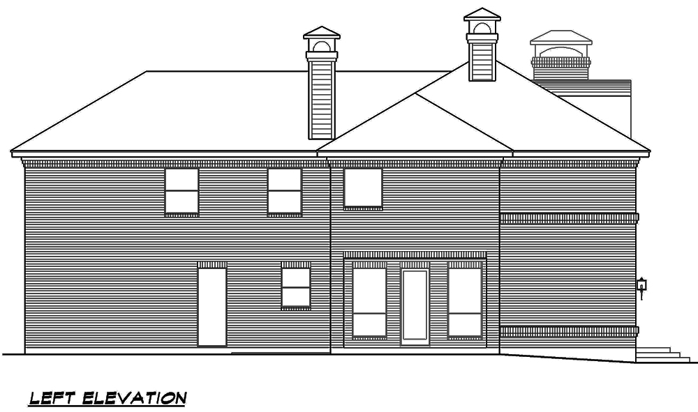Home Plan Left Elevation of this 4-Bedroom,3525 Sq Ft Plan -195-1119
