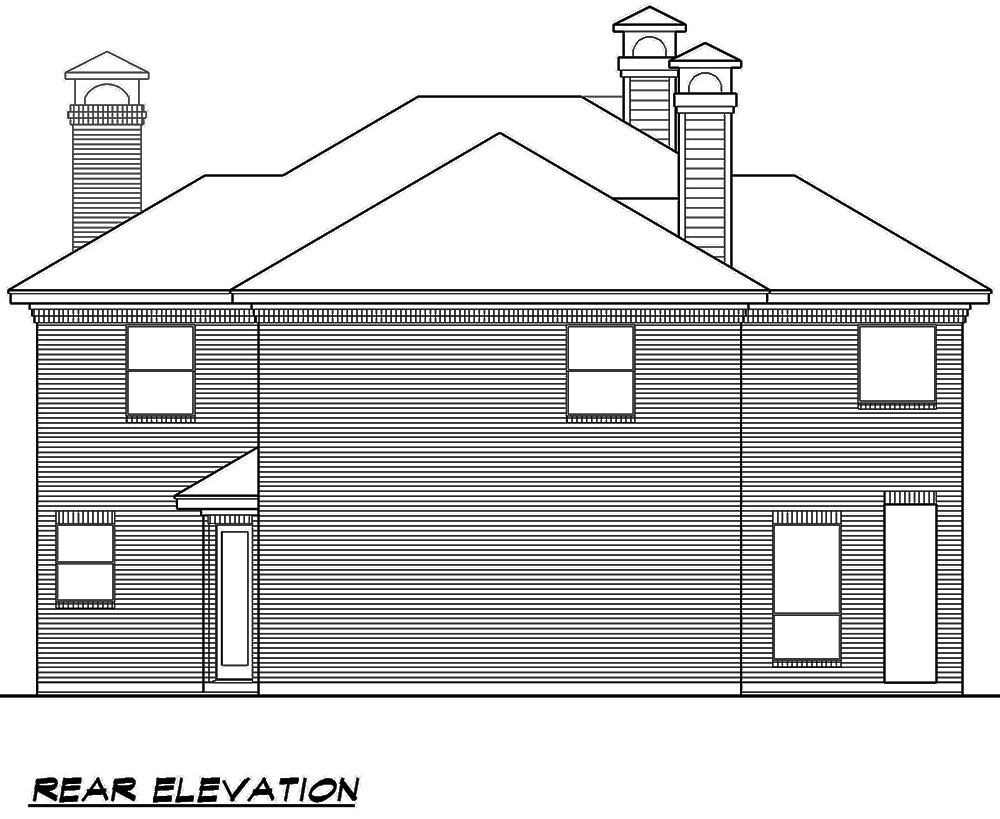 Home Plan Rear Elevation of this 4-Bedroom,3525 Sq Ft Plan -195-1119
