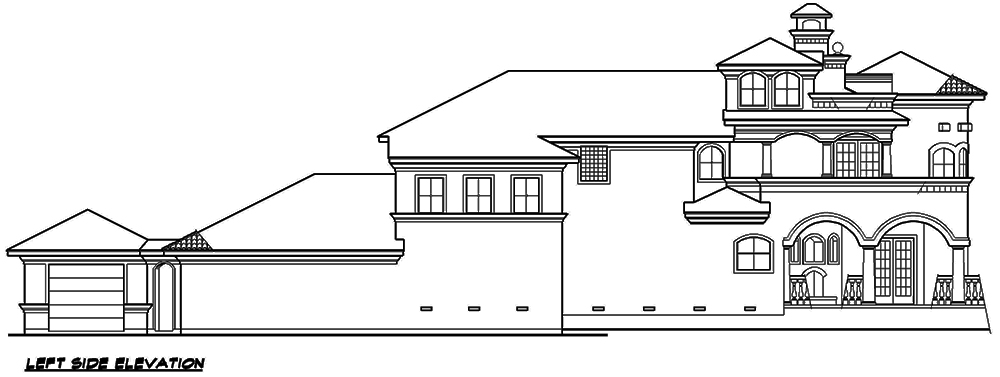 Home Plan Left Elevation of this 4-Bedroom,5413 Sq Ft Plan -195-1120