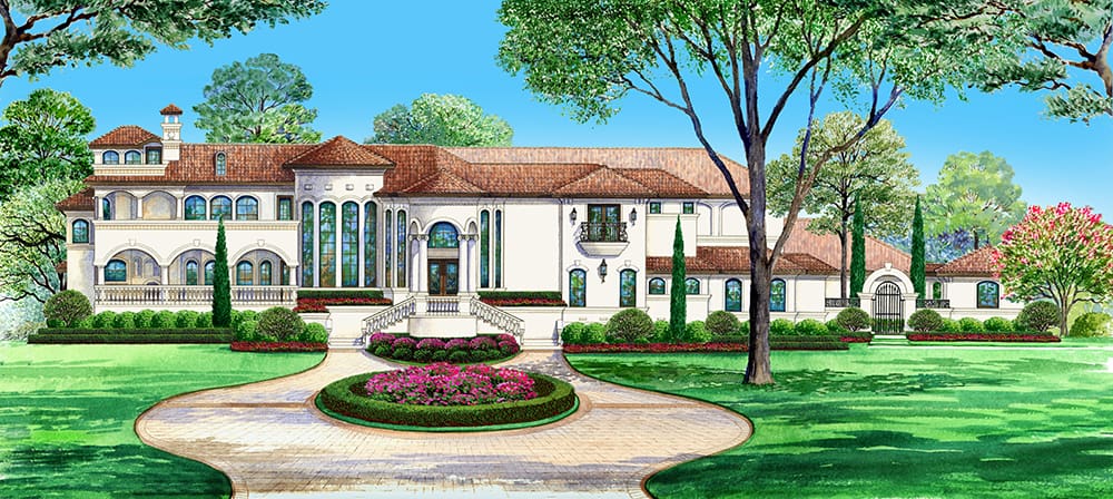 Front View of this 4-Bedroom, 5413 Sq Ft Plan - 195-1120
