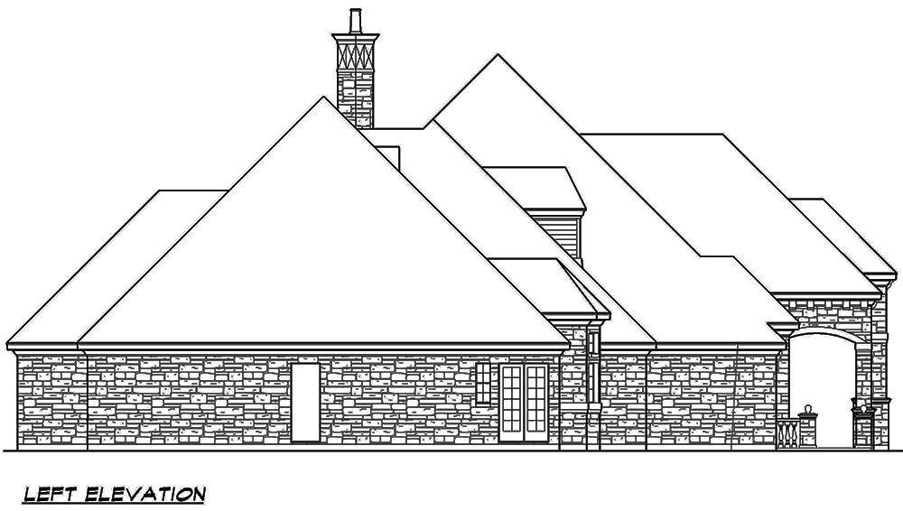 Home Plan Left Elevation of this 4-Bedroom,4536 Sq Ft Plan -195-1121