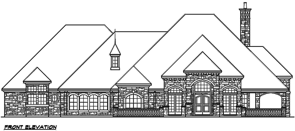 Home Plan Front Elevation of this 4-Bedroom,4536 Sq Ft Plan -195-1121