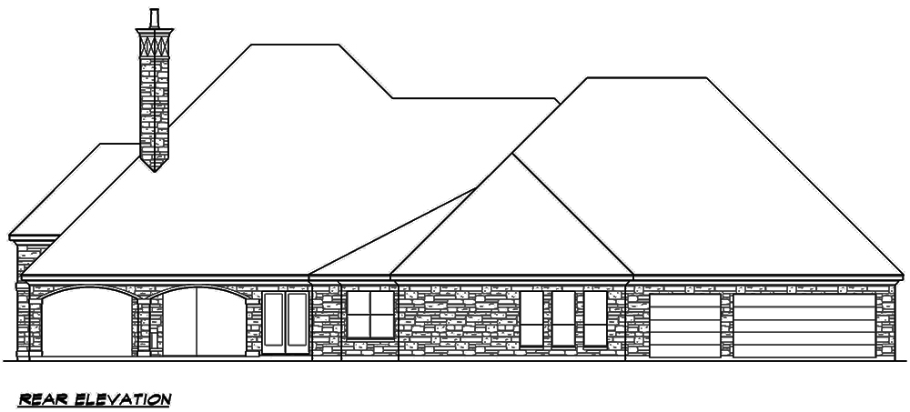 Home Plan Rear Elevation of this 4-Bedroom,4536 Sq Ft Plan -195-1121