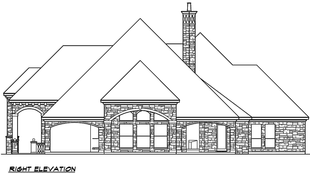 Home Plan Right Elevation of this 4-Bedroom,4536 Sq Ft Plan -195-1121