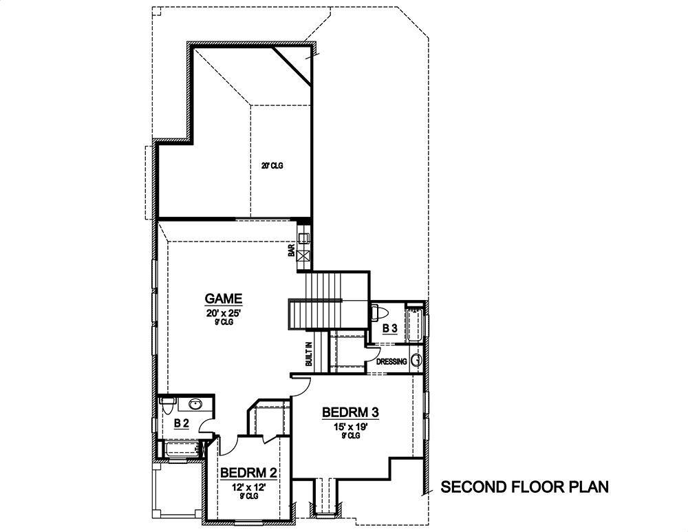 Floor Plan Second Story of Tudor Plan #195-1122