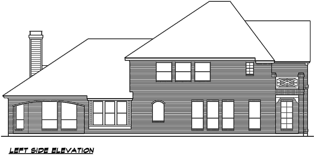 Home Plan Left Elevation of this 3-Bedroom,3436 Sq Ft Plan -195-1122
