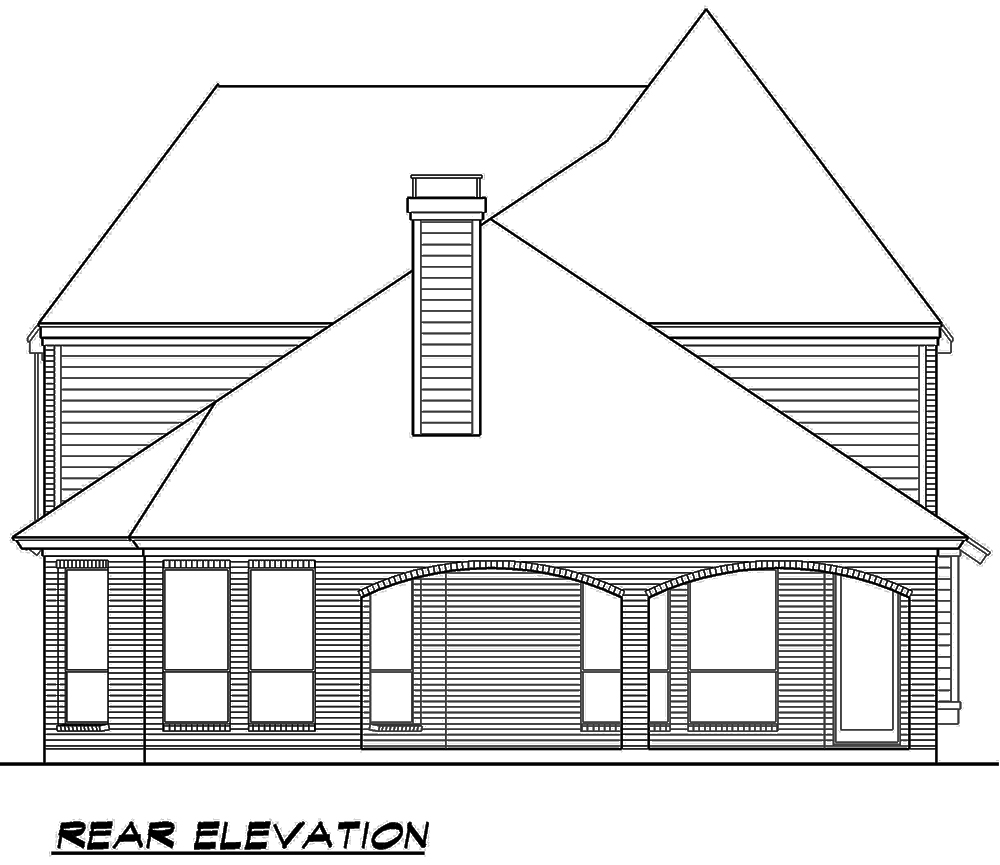 Home Plan Rear Elevation of this 3-Bedroom,3436 Sq Ft Plan -195-1122