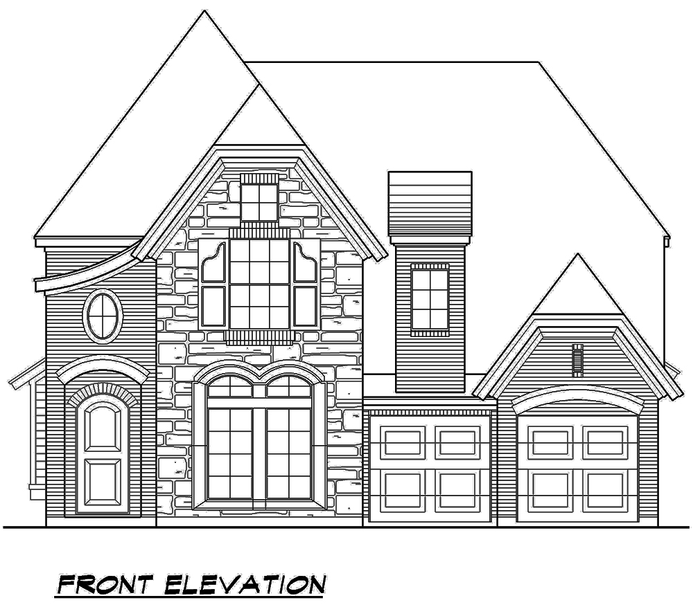 Home Plan Front Elevation of this 3-Bedroom,3436 Sq Ft Plan -195-1124