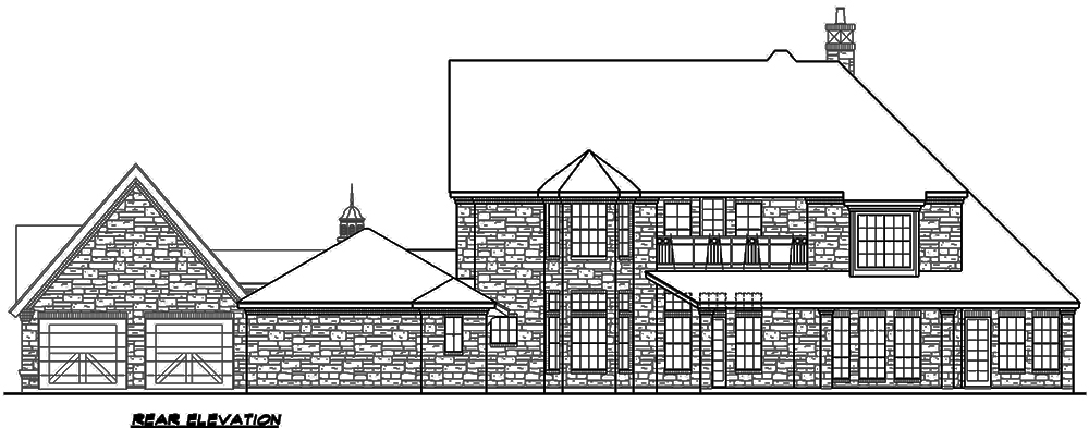 Home Plan Rear Elevation of this 5-Bedroom,5765 Sq Ft Plan -195-1125