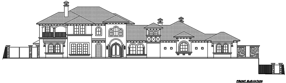 Home Plan Front Elevation of this 4-Bedroom,8647 Sq Ft Plan -195-1126
