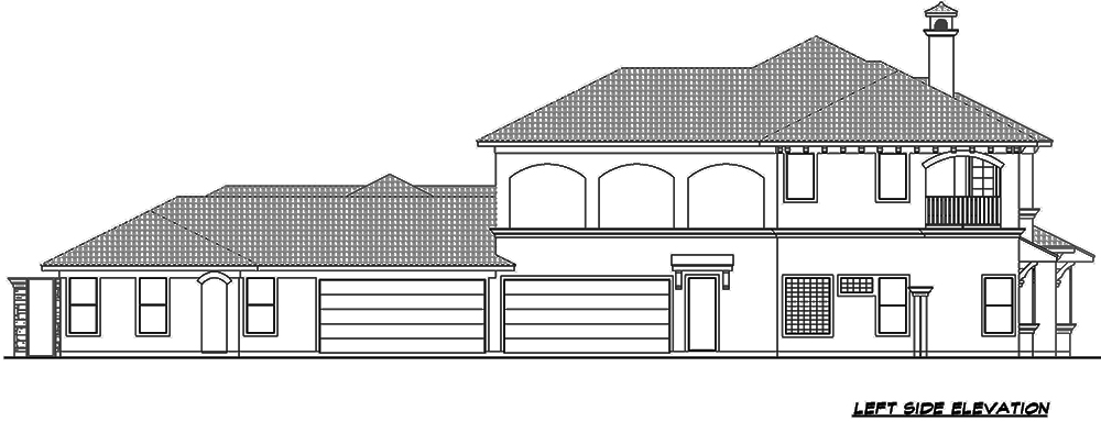 Home Plan Left Elevation of this 4-Bedroom,8647 Sq Ft Plan -195-1126