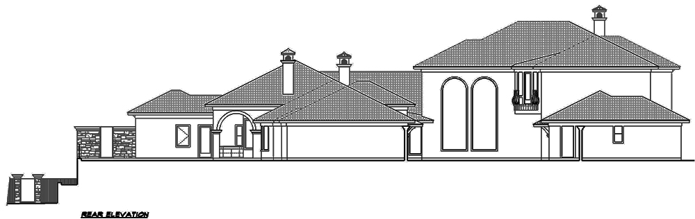 Home Plan Rear Elevation of this 4-Bedroom,8647 Sq Ft Plan -195-1126