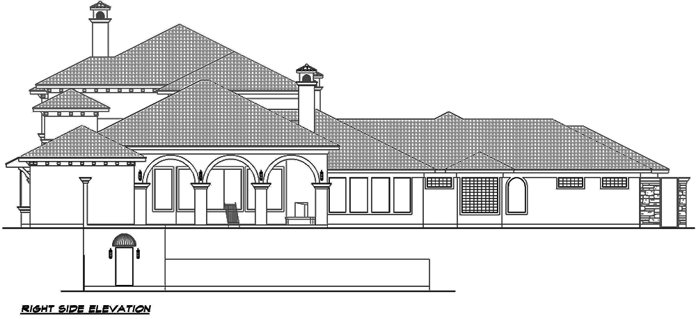Home Plan Right Elevation of this 4-Bedroom,8647 Sq Ft Plan -195-1126