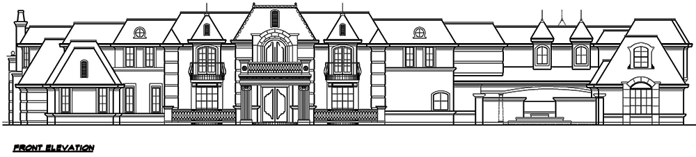 Home Plan Front Elevation of this 9-Bedroom,14727 Sq Ft Plan -195-1127