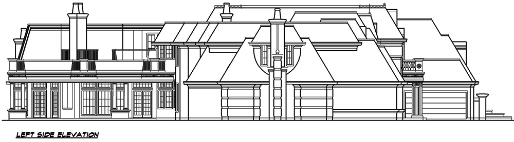 Home Plan Left Elevation of this 9-Bedroom,14727 Sq Ft Plan -195-1127