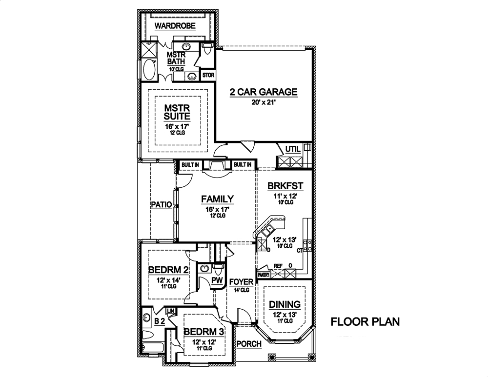 Floor Plan First Story of Tudor Plan #195-1128