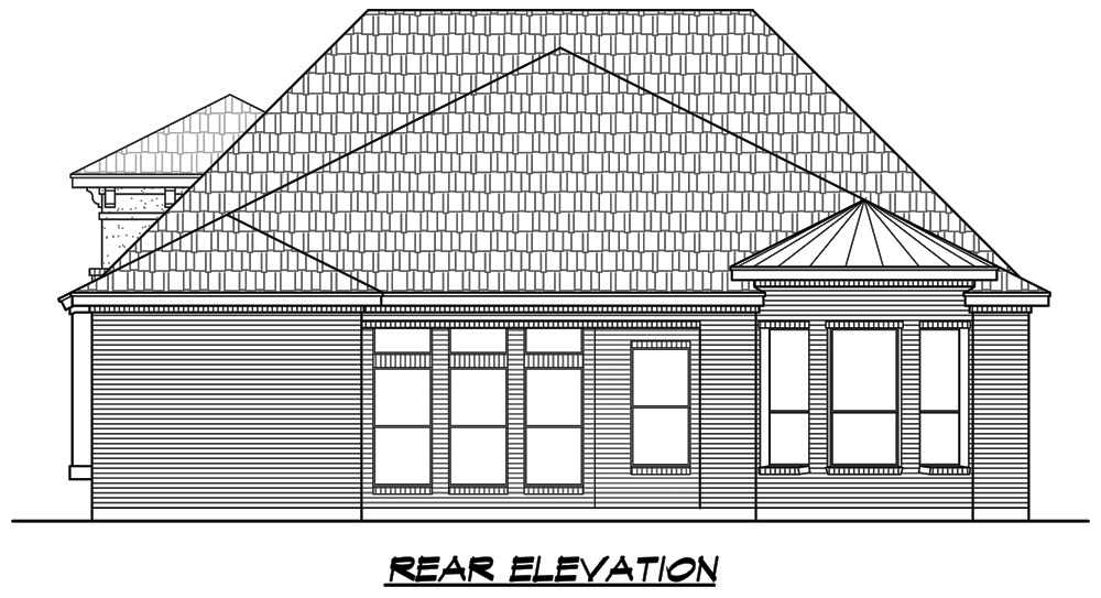 Home Plan Rear Elevation of this 3-Bedroom,2921 Sq Ft Plan -195-1129
