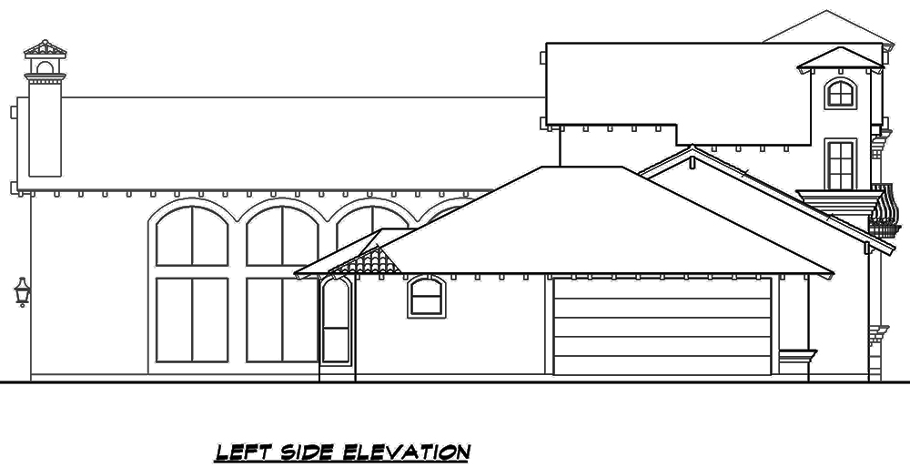 Home Plan Left Elevation of this 4-Bedroom,2502 Sq Ft Plan -195-1130