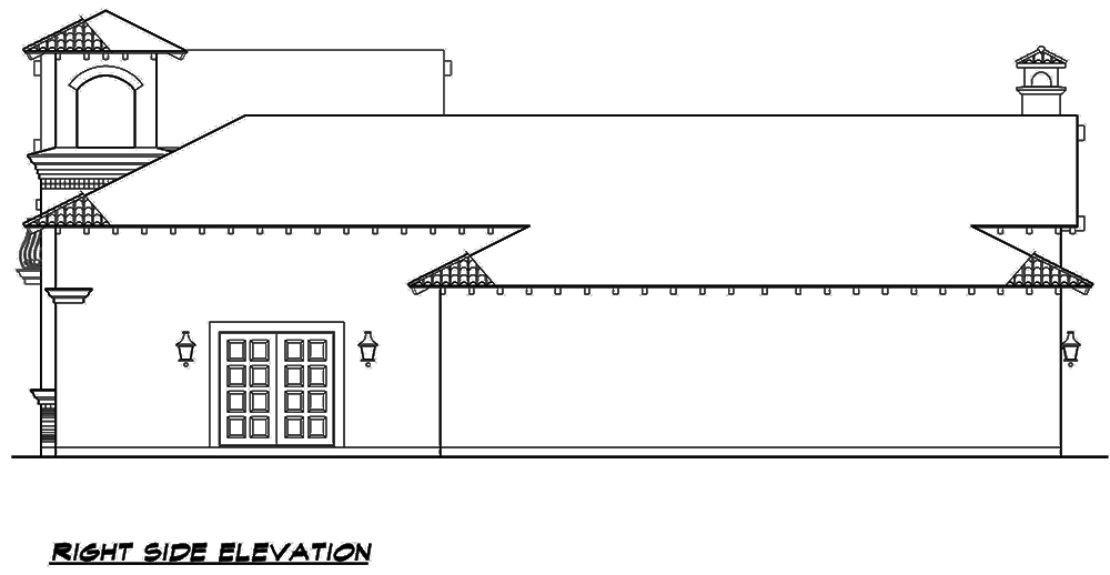 Home Plan Right Elevation of this 4-Bedroom,2502 Sq Ft Plan -195-1130