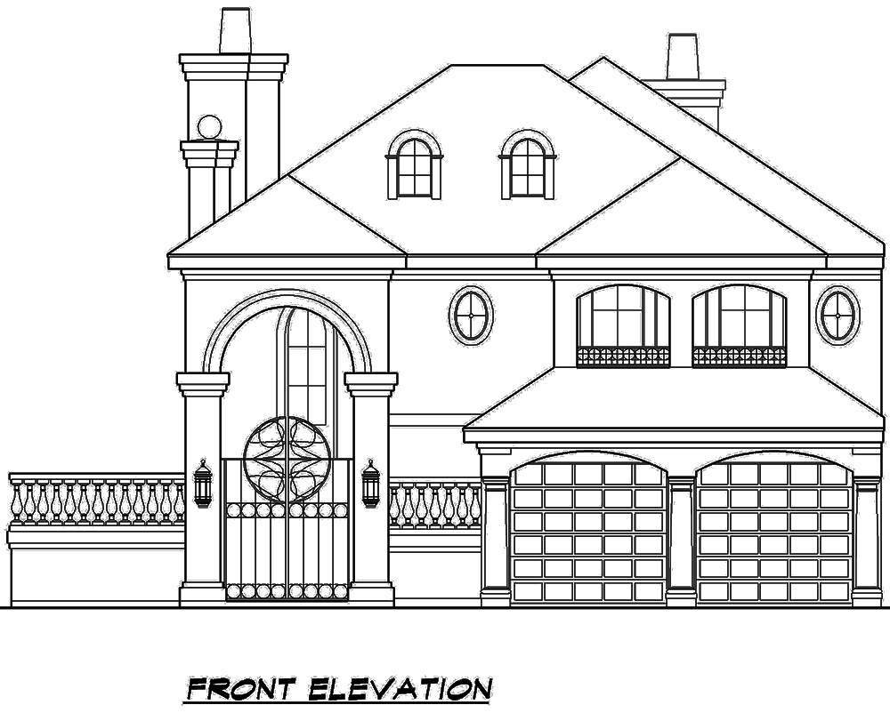 Home Plan Front Elevation of this 3-Bedroom,3889 Sq Ft Plan -195-1132