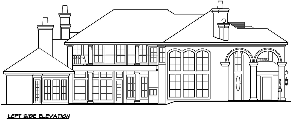 Home Plan Left Elevation of this 3-Bedroom,3889 Sq Ft Plan -195-1132