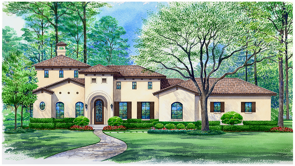 Front elevation of Mediterranean home (ThePlanCollection: House Plan #195-1133)