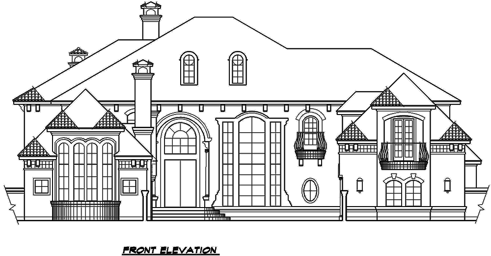 Home Plan Front Elevation of this 3-Bedroom,5956 Sq Ft Plan -195-1134