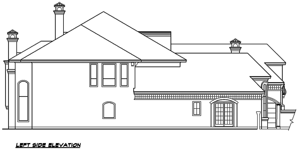 Home Plan Left Elevation of this 3-Bedroom,5956 Sq Ft Plan -195-1134