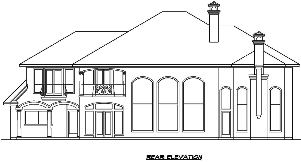 Home Plan Rear Elevation of this 3-Bedroom,5956 Sq Ft Plan -195-1134