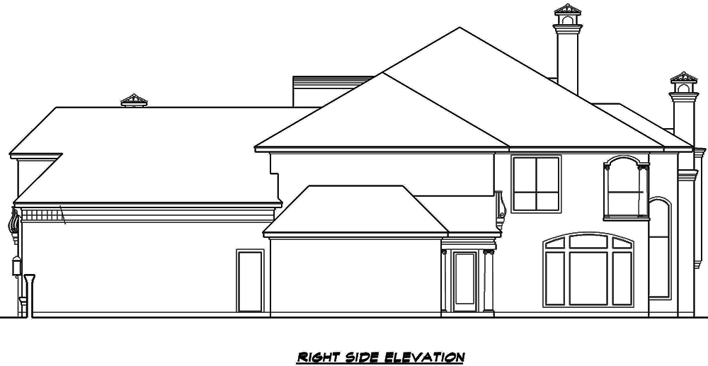Home Plan Right Elevation of this 3-Bedroom,5956 Sq Ft Plan -195-1134