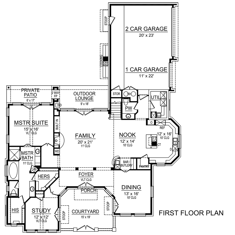 Floor Plan First Story of Traditional Plan #195-1135