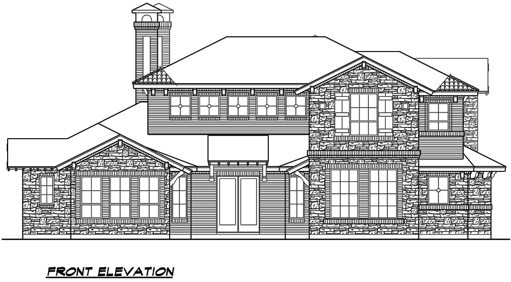 Home Plan Front Elevation of this 4-Bedroom,3858 Sq Ft Plan -195-1135