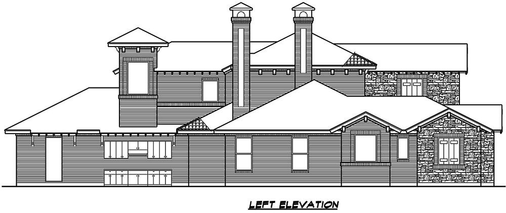 Home Plan Left Elevation of this 4-Bedroom,3858 Sq Ft Plan -195-1135