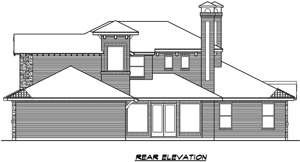 Home Plan Rear Elevation of this 4-Bedroom,3858 Sq Ft Plan -195-1135
