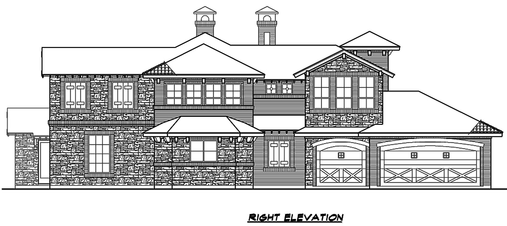 Home Plan Right Elevation of this 4-Bedroom,3858 Sq Ft Plan -195-1135