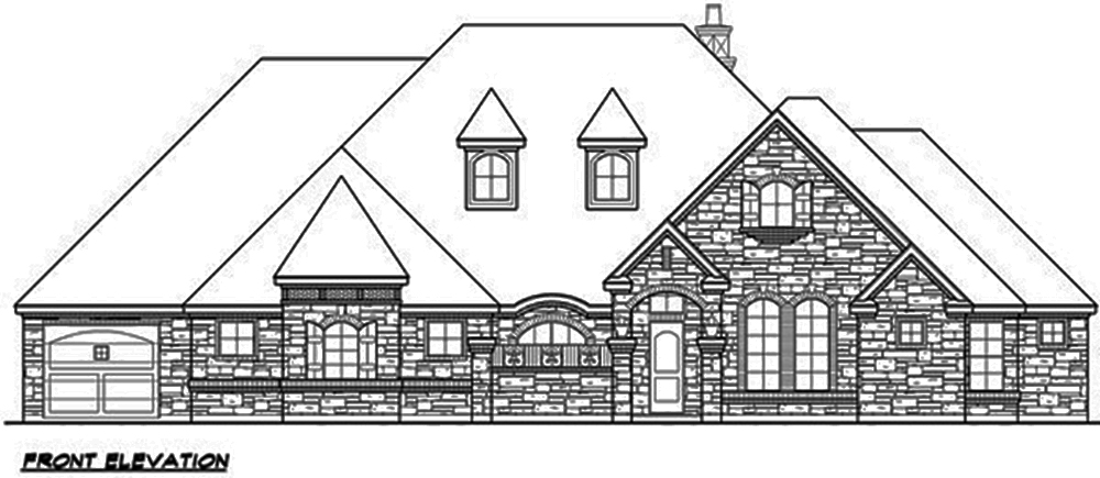 Home Plan Front Elevation of this 4-Bedroom,4045 Sq Ft Plan -195-1136