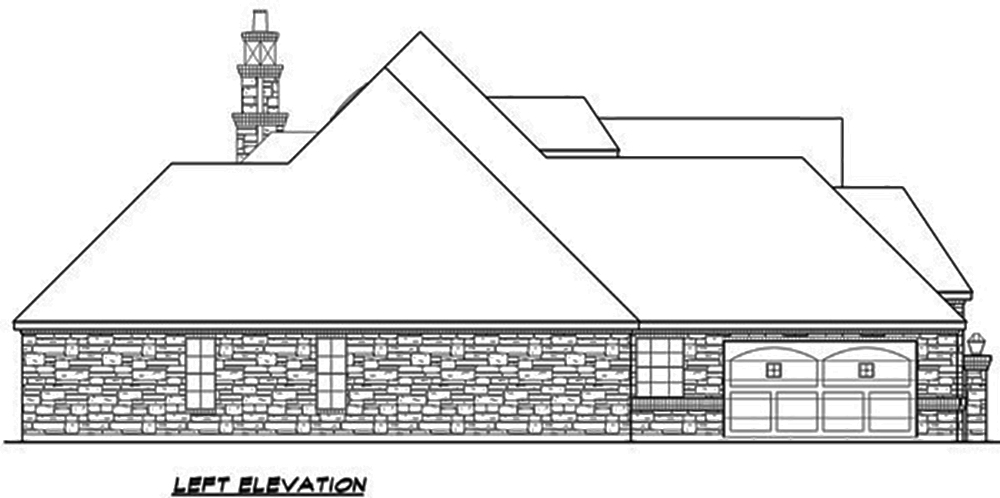 Home Plan Left Elevation of this 4-Bedroom,4045 Sq Ft Plan -195-1136