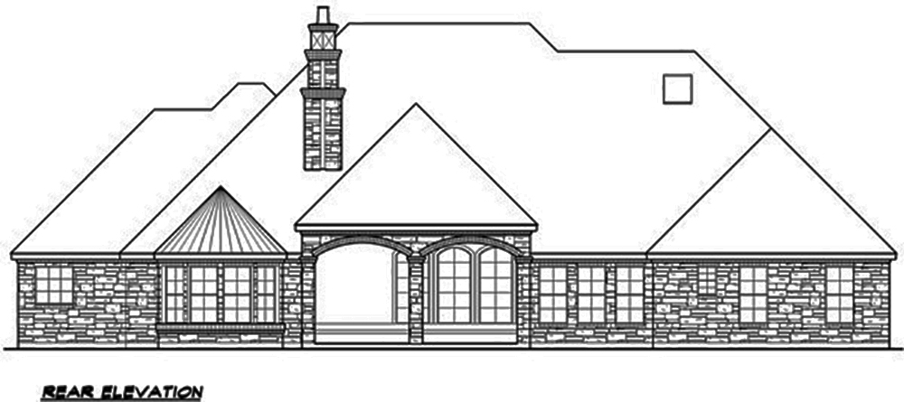 Home Plan Rear Elevation of this 4-Bedroom,4045 Sq Ft Plan -195-1136
