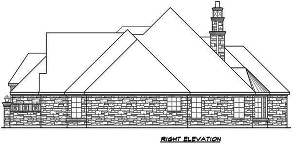 Home Plan Right Elevation of this 4-Bedroom,4045 Sq Ft Plan -195-1136