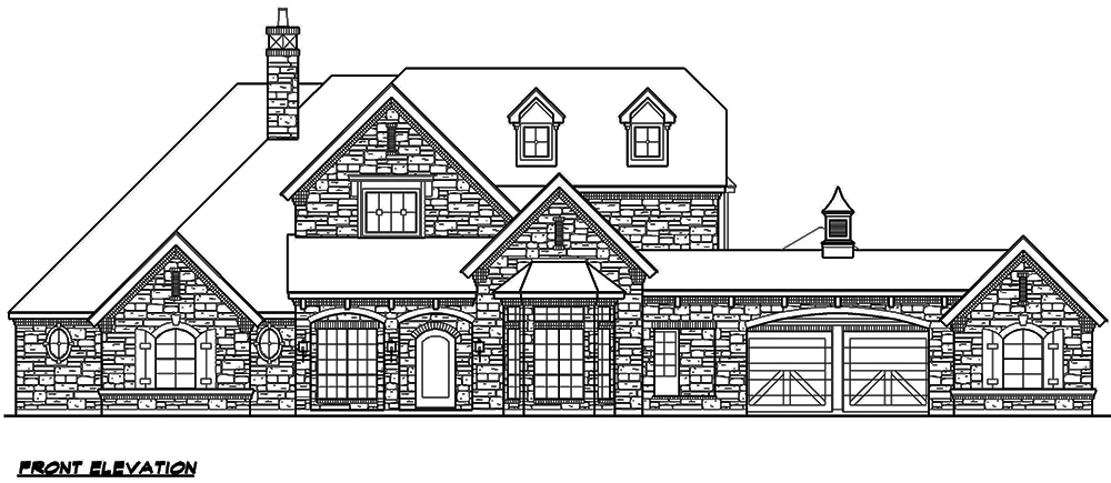 Home Plan Front Elevation of this 5-Bedroom,5518 Sq Ft Plan -195-1137